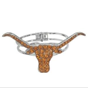 Big Longhorn Bull Orange Rhinestone Large Bangle bracelet